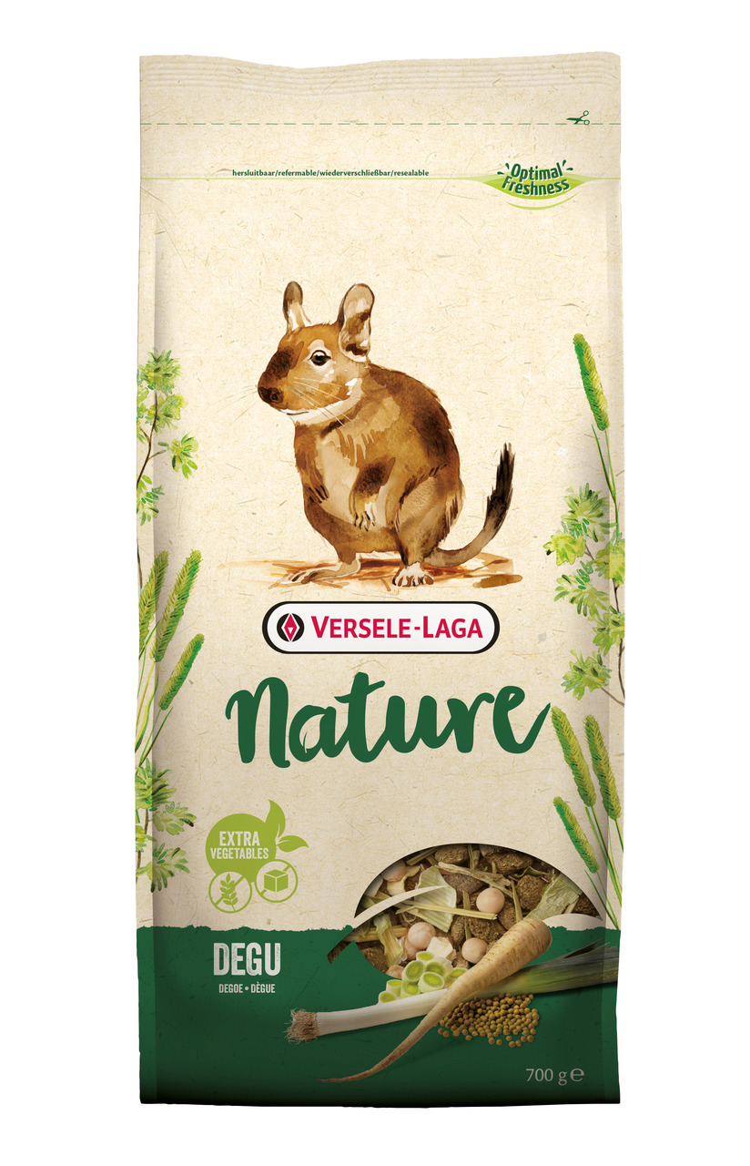 Versele-Laga Nature Degu: Hochwertiges Futter für Degus mit Gemüse & natürlichen Zutaten. Wiederverschließbar, 700 g.