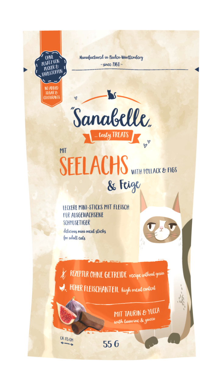 Sanabelle Tasty Treats mit Seelachs & Feige Katzen Snack 55 g