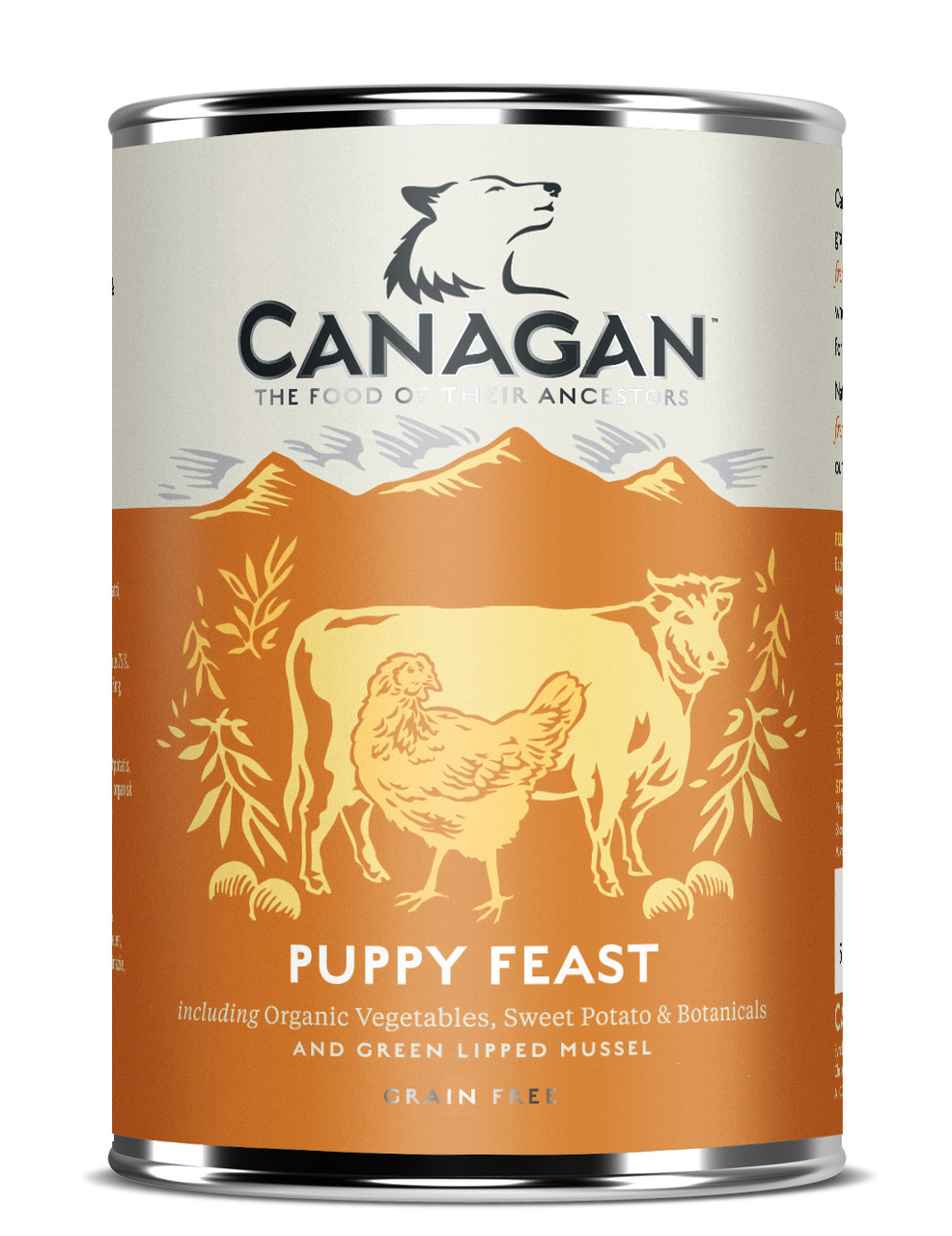 Canagan Puppy Feast, Huhn, für Welpen, mit Bio-Gemüse, Süßkartoffeln & Grünlippmuscheln, 400 g, hochwertige Zutaten.