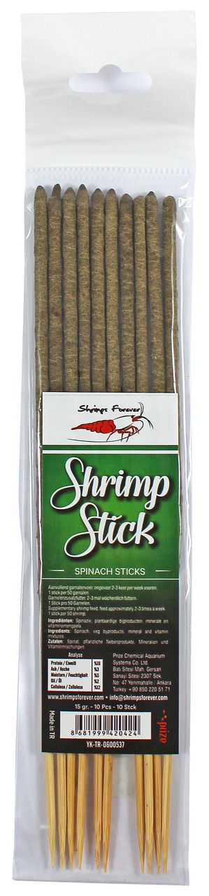 CeramicNature Shrimp Stick Spinach, Futtersticks für Garnelen, Spinat, 10 Sticks (15 g), ideal für ausgewogene Ernährung.