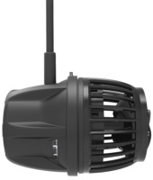 Das Bild zeigt die Ecotech VorTech MP40 QuietDrive Strömungspumpe, eine leistungsstarke und leise Pumpe für Meerwasseraquarien. Sie ist für Aquarienliebhaber konzipiert und sorgt für eine optimale Wasserzirkulation. Das kompakte Design und die innovative 