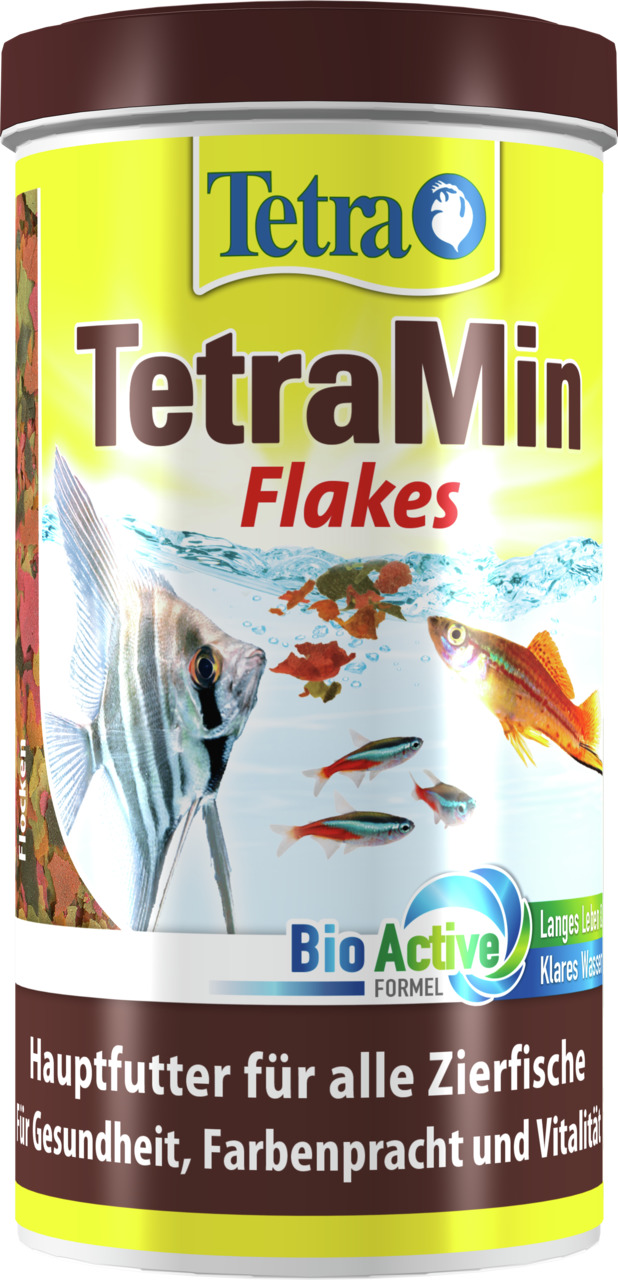 Tetra „TetraMin Flakes“, Hauptfutter für Zierfische, fördert Gesundheit, Farben, Vitalität, BioActive-Formel, 125g.