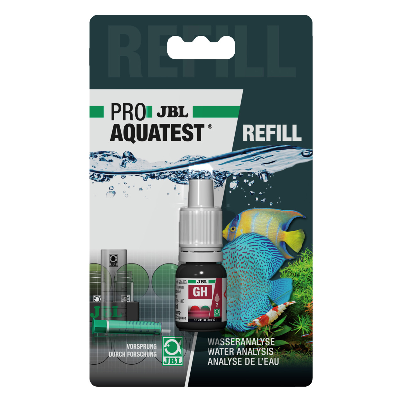 JBL ProAquaTest GH Refill, Nachfüllpackung f. Wasseranalyse im Aquarium, Zielgr.: Aquarienbesitzer, Test GH, inkl. Testflüssigkeit.