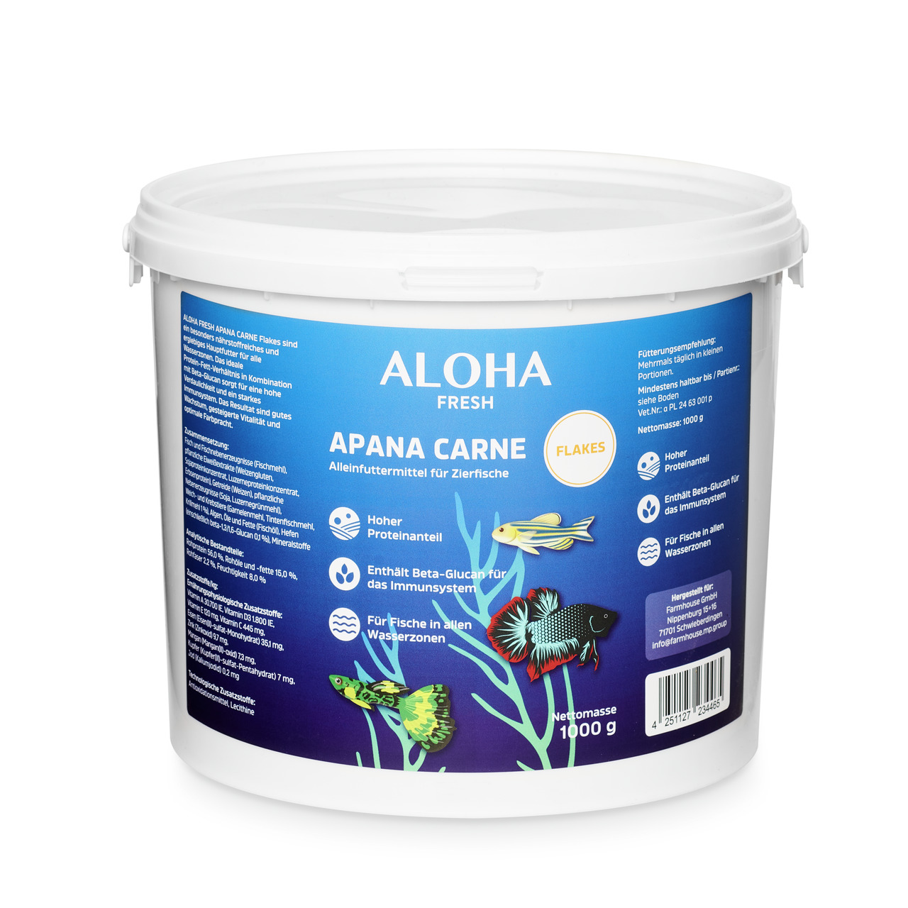 Aloha Fresh Apana Carne Flakes Aquarium Flockenfutter 5 l / 1 kg