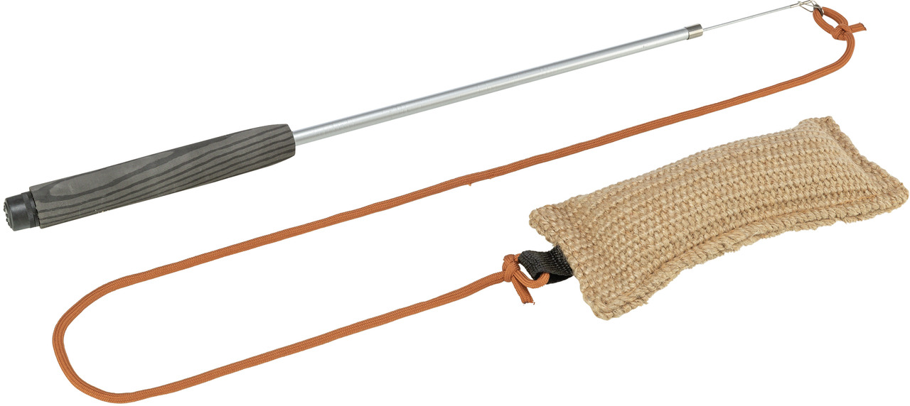 TRIXIE Spielangel m. Jute-Kissen, interaktives Katzenspielzeug, ideal f. Krallen/Zähne, Holzgriff, robust, Katzenhalter.