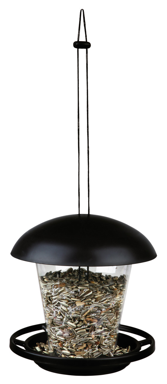 TRIXIE Vogelfutterspender, Wildvögel, Sonnenblumenkerne, robust, regengeschützt, Garten/Balkon, schwarz, transparent, EAN: 4011905545806.