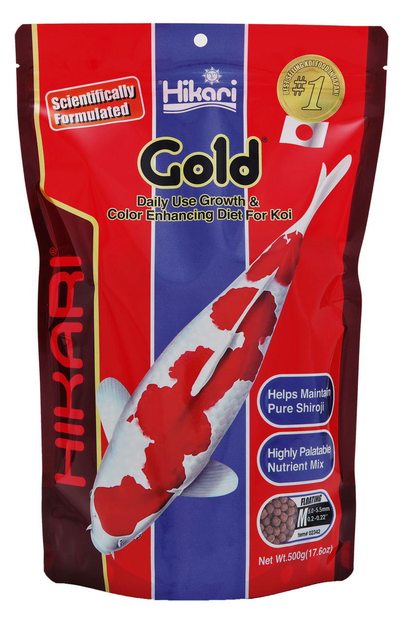 Hikari Gold Fischfutter für Koi, 500 g, fördert Wachstum & intensiviert Farben, mittlere Pellets (5,0–5,5 mm).