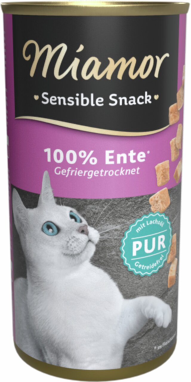 Miamor Sensible Snack für Katzen, 100 % Ente, gefriergetrocknet, getreidefrei, PUR, mit Lachsöl, 30 g.