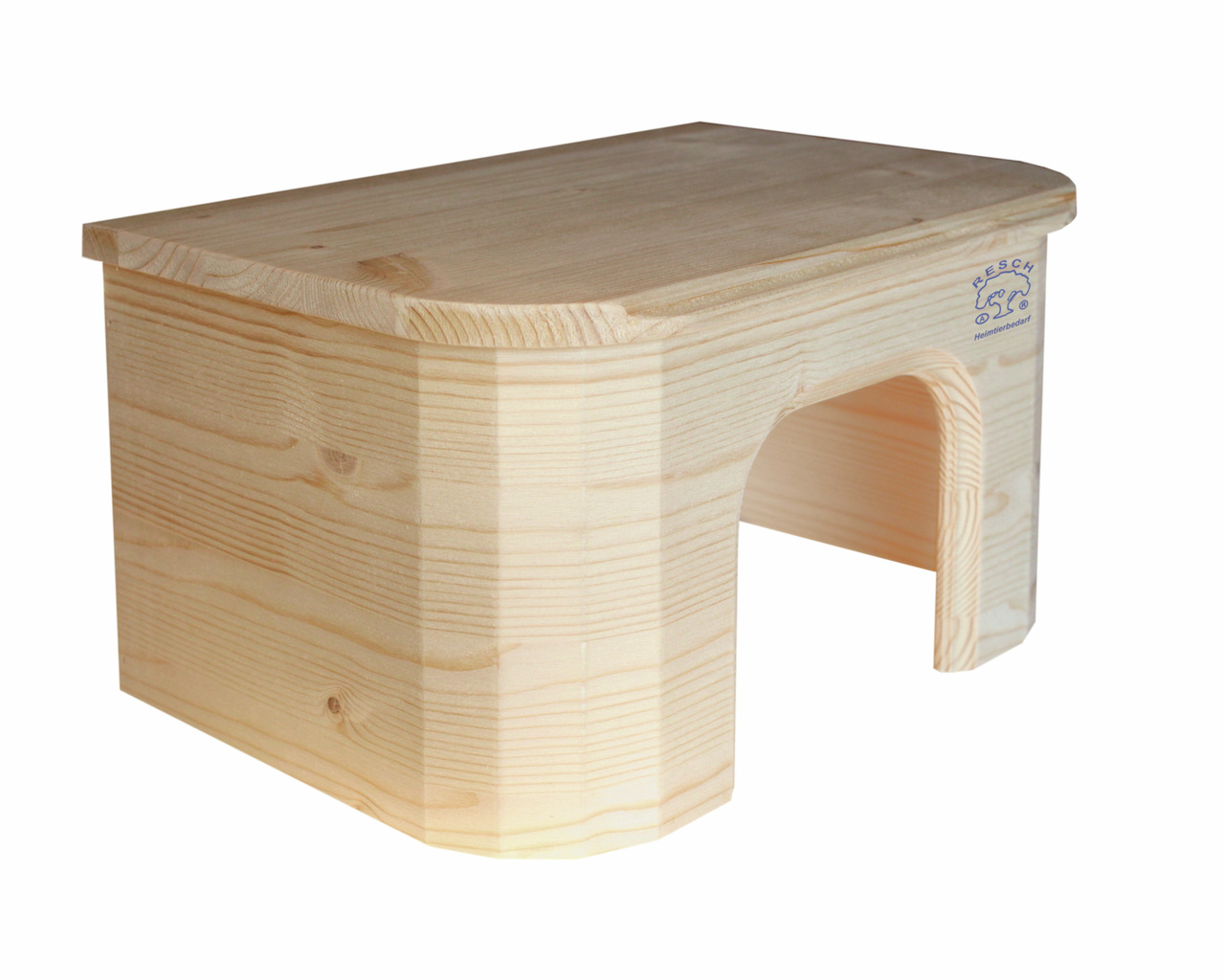 Resch Heimtierbedarf Holzhaus für Kaninchen/Meerschweinchen, naturbelassenes Holz, abgerundete Kanten, stabil, sicherer Rückzugsort.