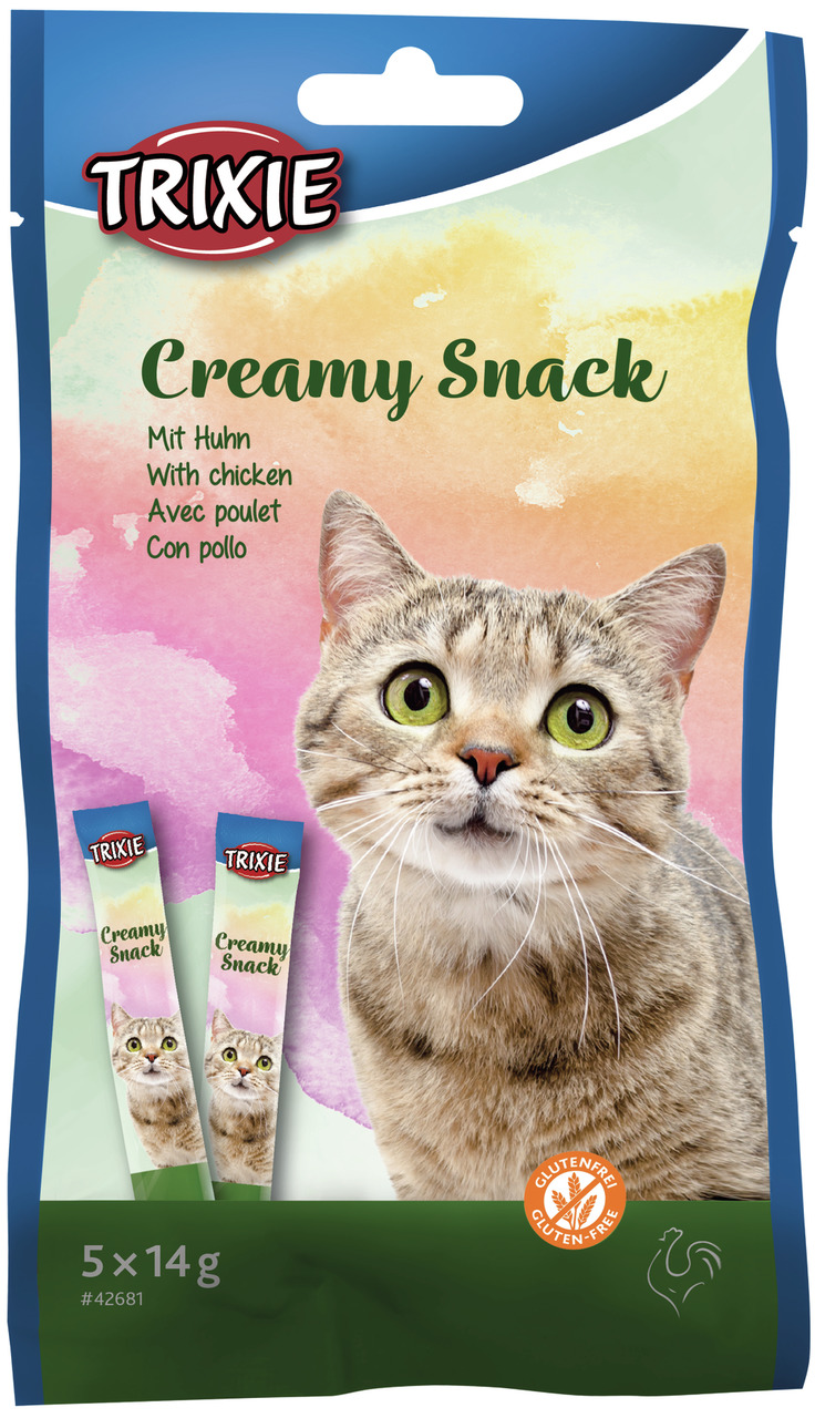 TRIXIE Creamy Snack, Katzen, Huhn, glutenfrei, 5x14g (70g).