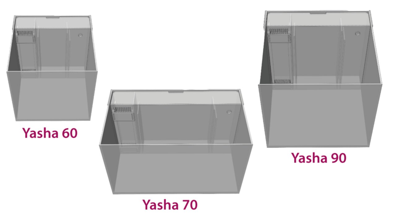 Aqua Medic Yasha-Serie: Aquarien (Yasha 60-70-90) für Meerwasser, mit Filtersystem, ideal für Aquaristik-Fans.