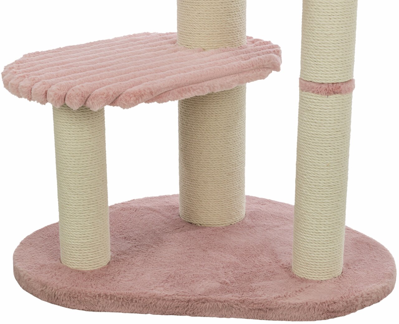 TRIXIE Kratzbaum für Katzen, rosa Plüschbasis, Sisalsäulen, erhöhte Plattform, ideal zum Krallenwetzen, Spiel & Entspannung.