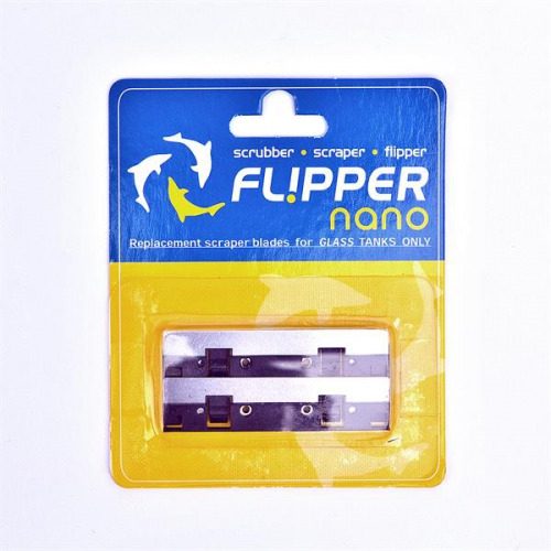 Flipper Ersatzklingen Nano, für Glas-Aquarien. Praktisch zur Glasreinigung. 2 Klingen im transparenten Gehäuse.