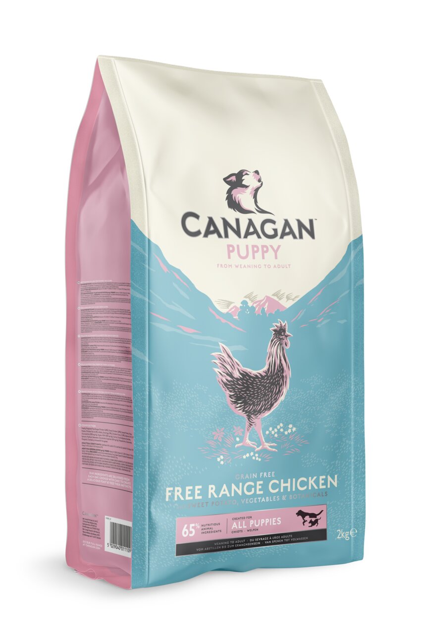 Canagan Puppy Hundefutter für Welpen, Geschmack Freiland-Huhn, getreidefrei, für alle Welpen, 2 kg Beutel.