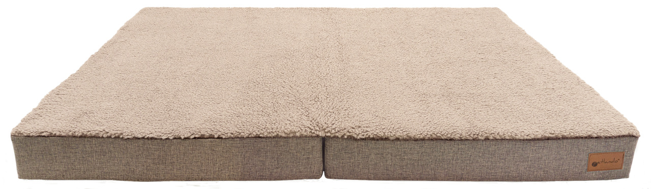 Orthopädisches Hundebett „Petlando Ortho Bed“, Beige, für ältere Hunde o. mit Gelenkproblemen, weicher Plüsch, robuste Basis.