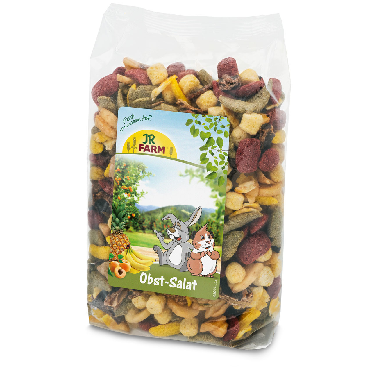 JR FARM Obst-Salat, für Kleintiere (Kaninchen, Meerschweinchen), mit Bananen, Ananas, Aprikosen, "Frisch vom eigenen Hof".