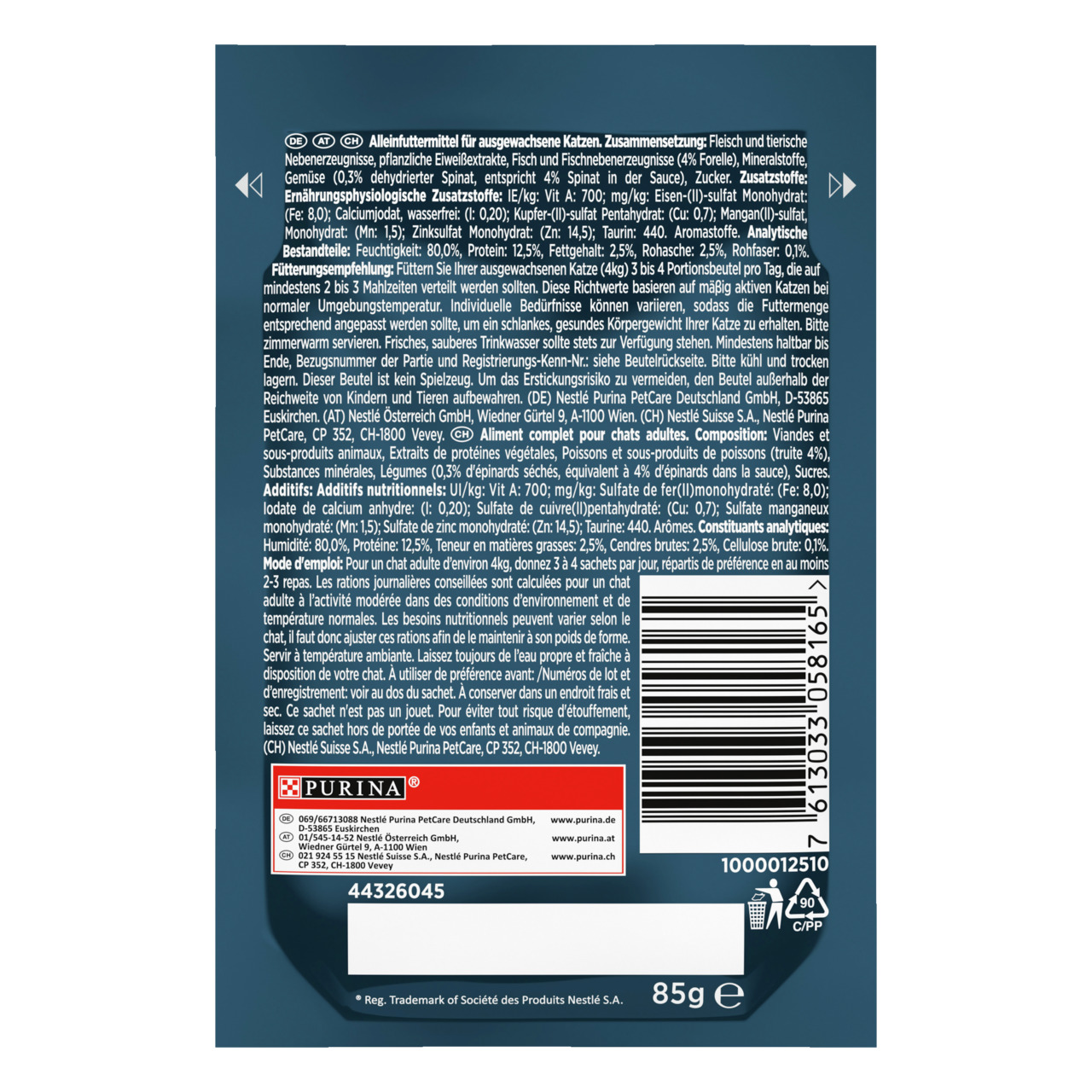 Gourmet Perle Forelle mit Spinat 85g Katzenfutter