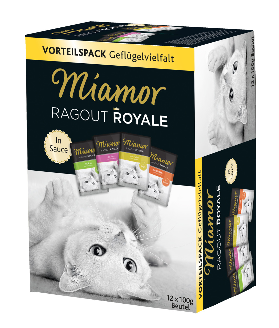 Sparpaket 4 x 12 x 100 g Miamor Ragout Royale Geflügelvielfalt in Sauce Multipack Katzen Nassfutter