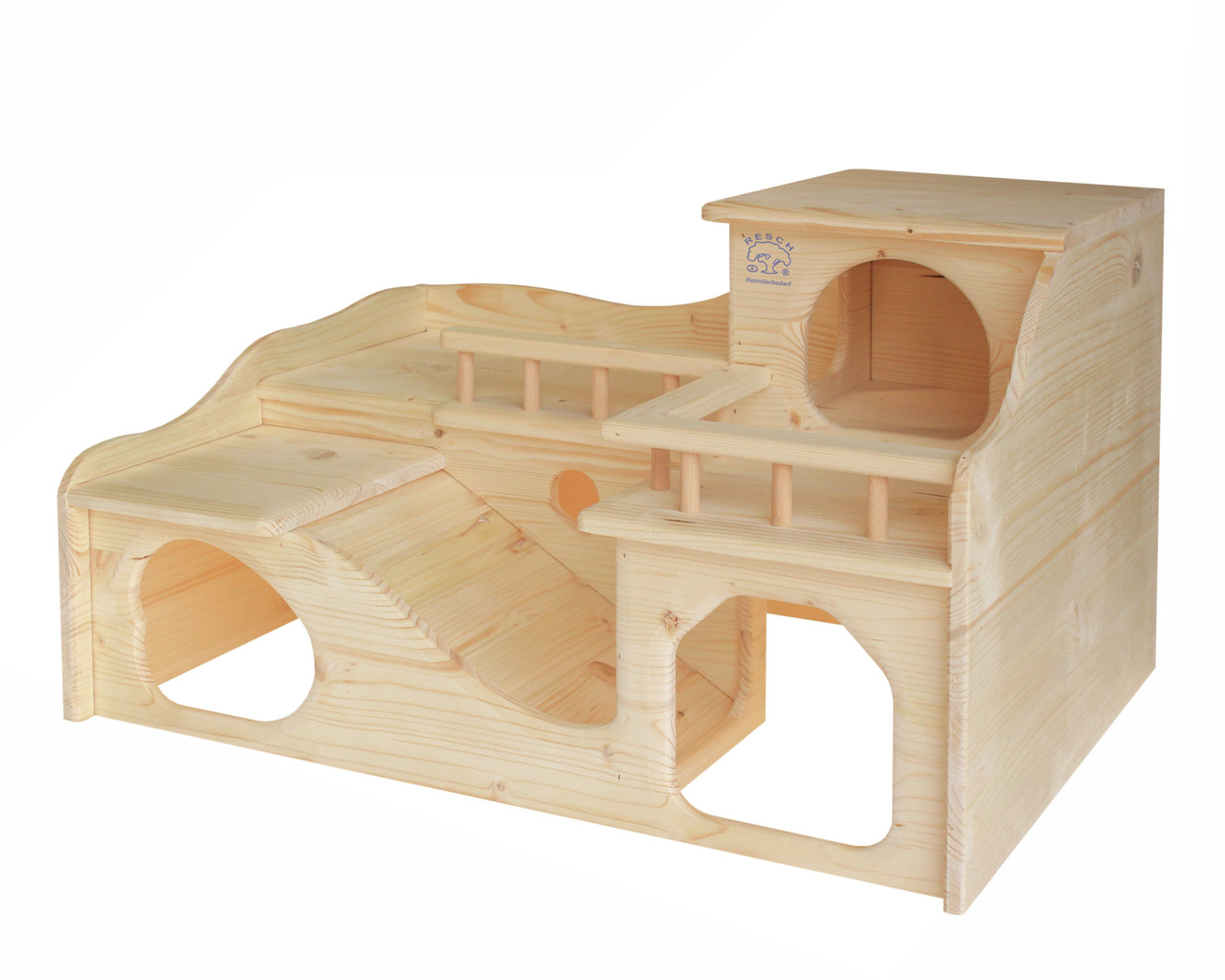 Resch Kleintierhaus, Holz, für Hamster-Meerschweinchen, mit Ebenen, Rampen & Verstecken, ideal für Spiel, Ruhe & Bewegung.