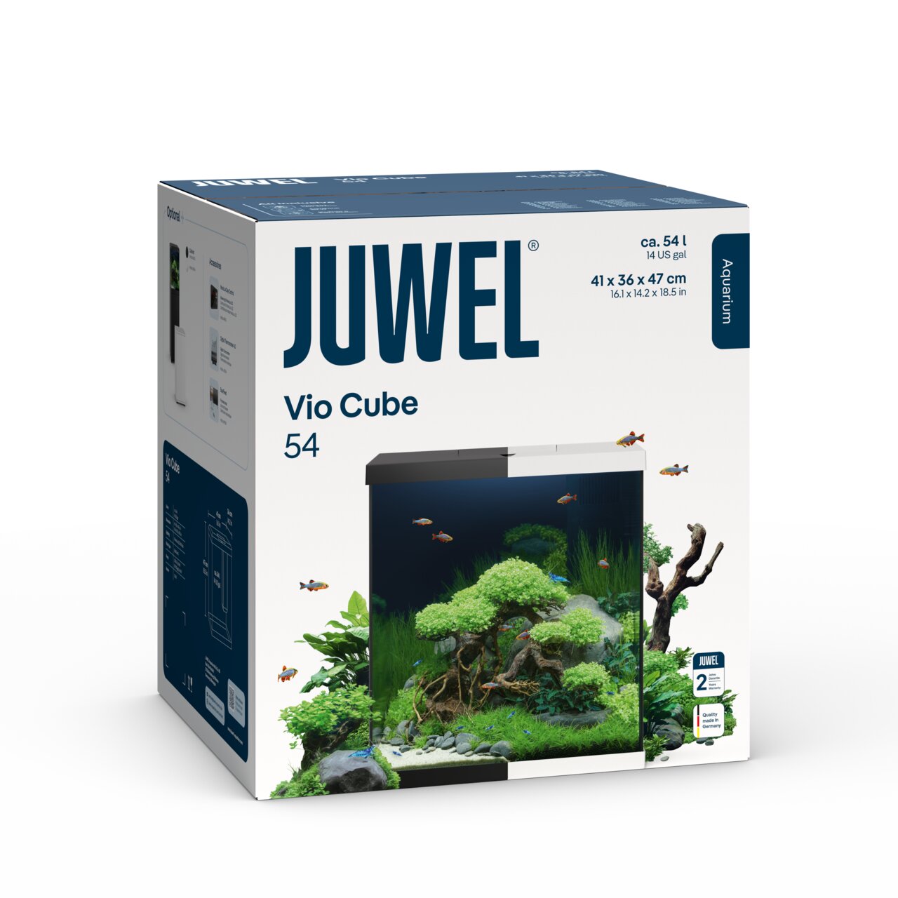 JUWEL Vio Cube 54 Aquarium, 54 Liter, für Zierfische, modernes Design, ideal für kleine Räume, mit 2 Jahren Garantie.