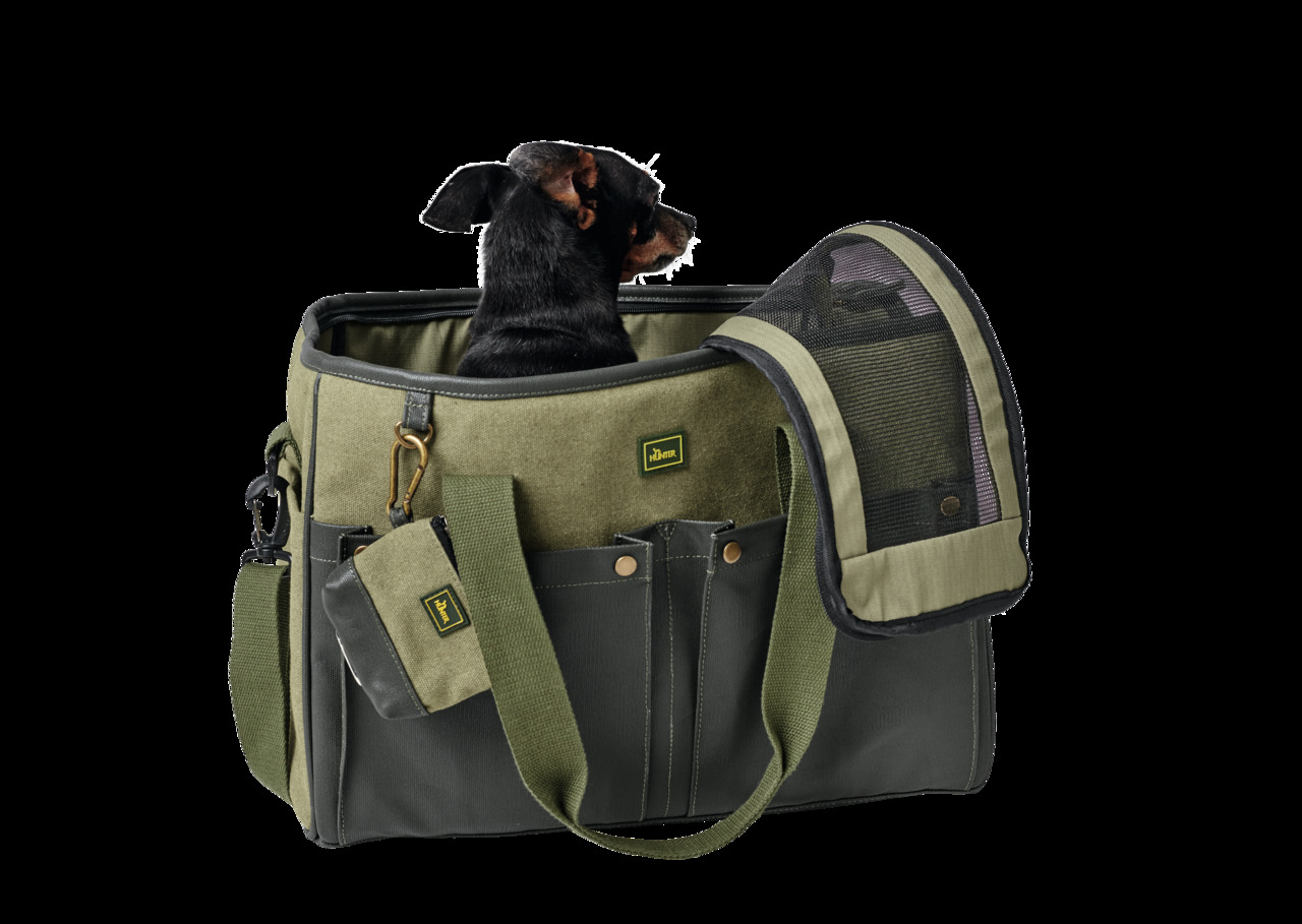 HUNTER Transporttasche für Hunde/Katzen, robustes Netzgewebe, sicherer Transport, langlebig, grün, ideal für unterwegs.
