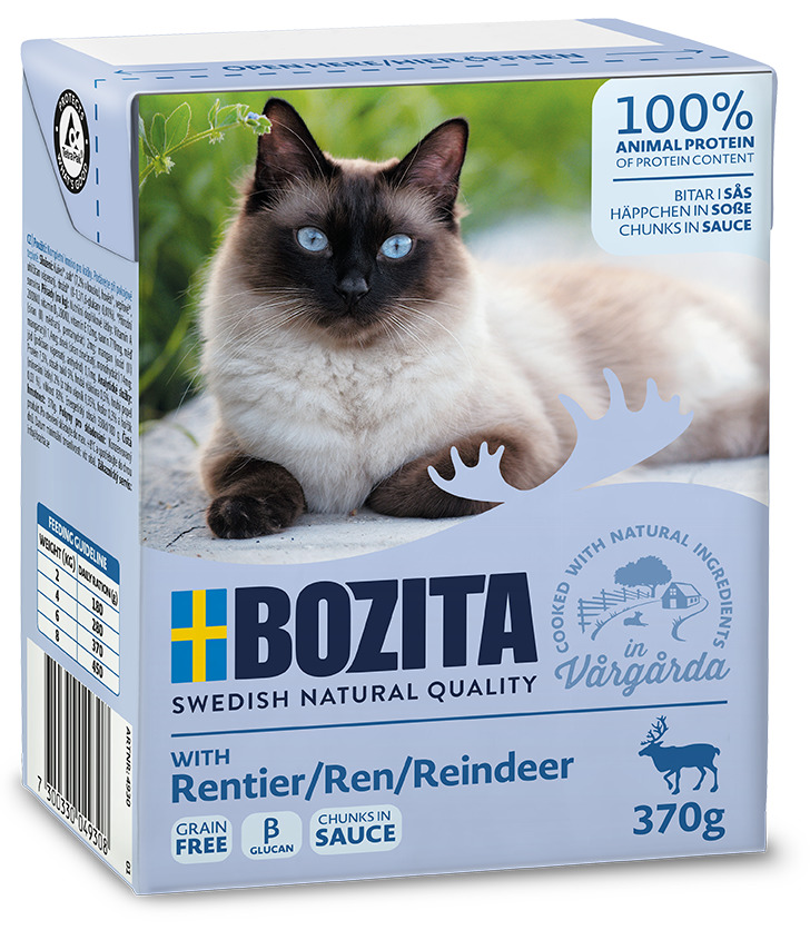 Sparpaket 6 x 370 g Bozita Häppchen in Soße mit Rentier Katzen Nassfutter