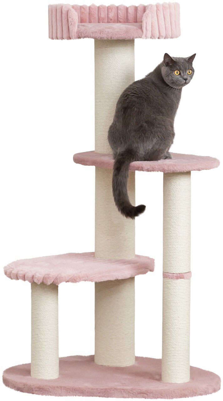 Kratzbaum TRIXIE Rosa, Katzen, mit Ebenen & Sisalstämmen, ideal zum Klettern, Kratzen & Ausruhen.