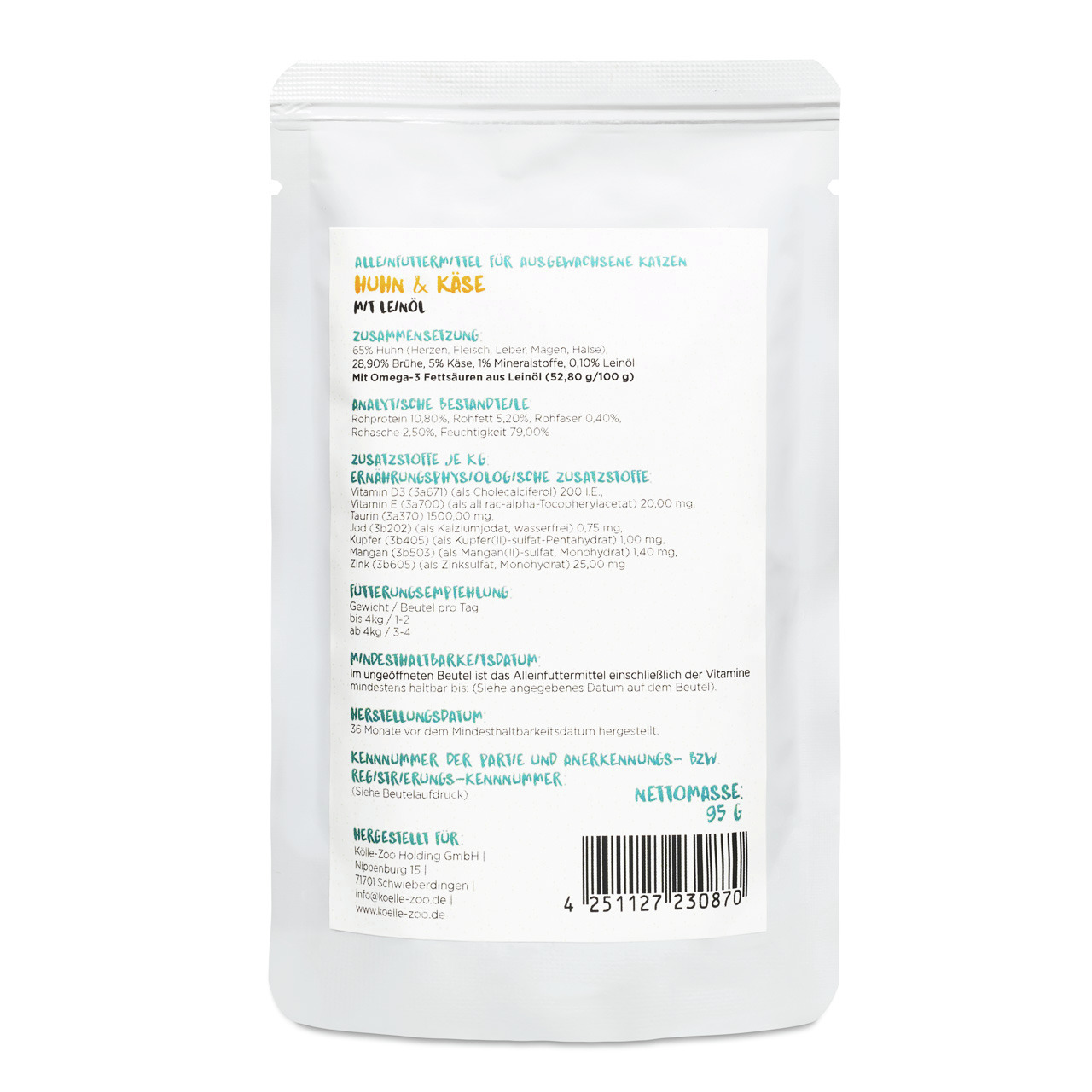 Mincas MINCAS HÄPPCHEN Nassfutter f. ausgewachsene Katzen, Geschmacksrichtung Huhn, 400 g, hochwertig u. ansprechend designt.