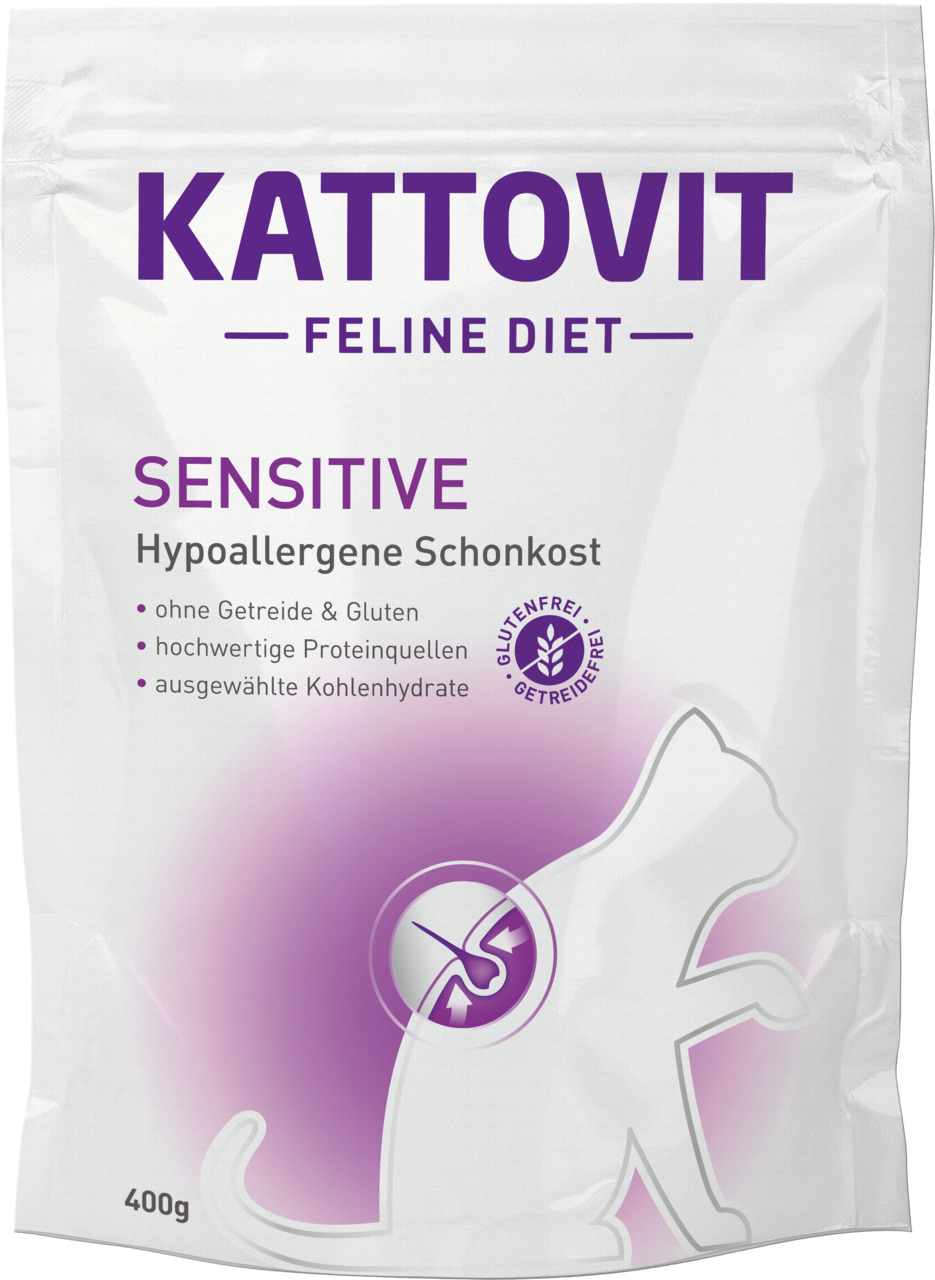 Kattovit Feline Diet Sensitive: Hypoallergene Schonkost f. ernährungssensible Katzen, getreide--glutenfrei, 400 g.