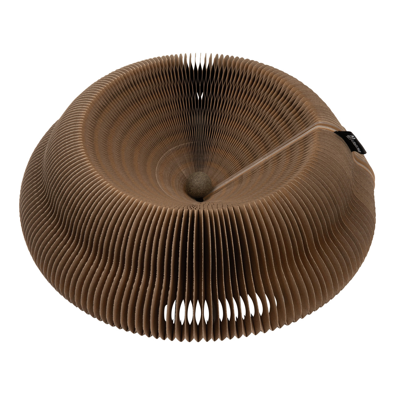 District 70 Sardine Kratzschale für Katzen, nachhaltig & stilvoll, aus recyceltem Karton, runde Wabenstruktur.