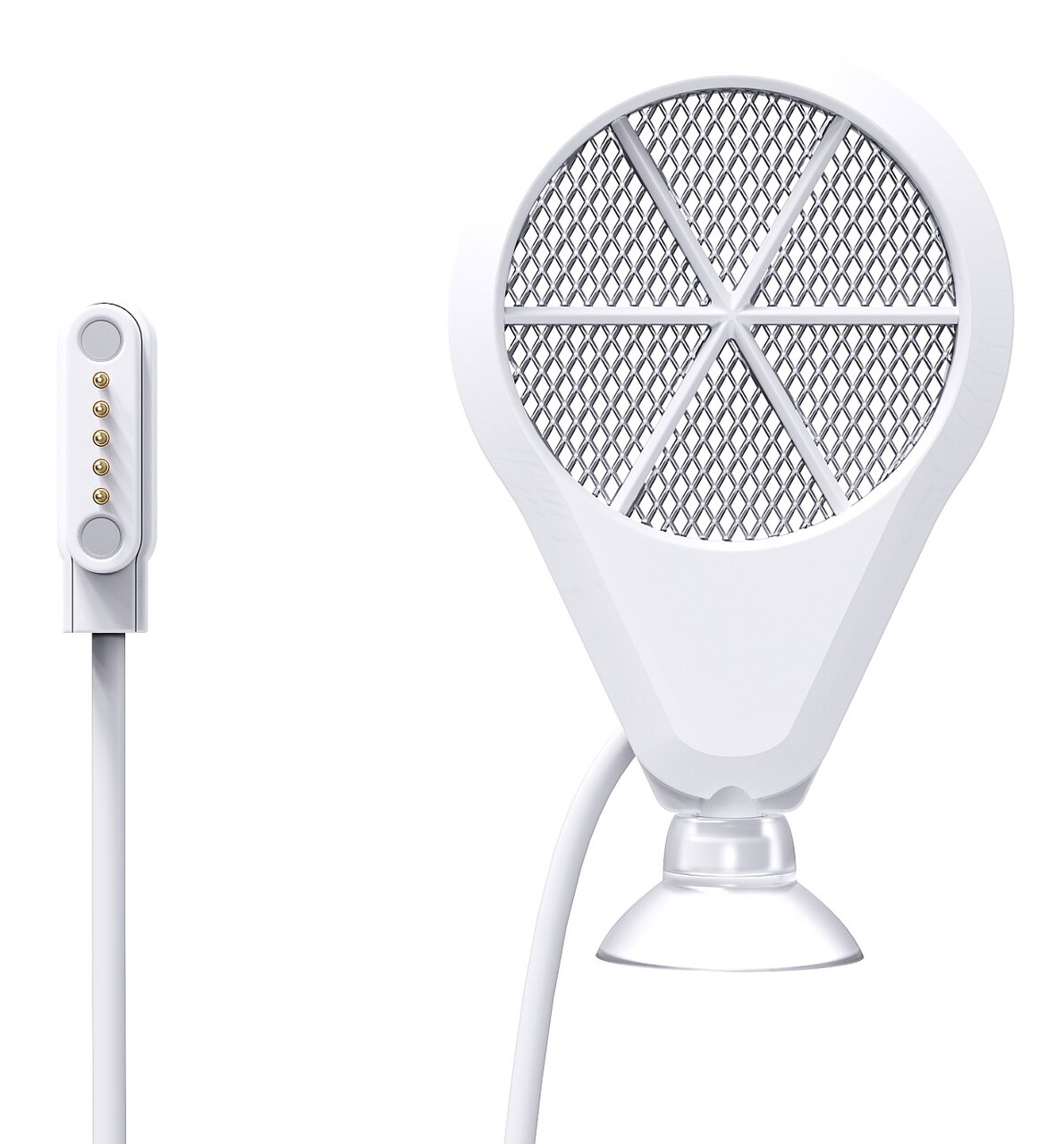 Chihiros Doctor 3: Gerät für Aquaristik, Wasseraufbereitung & Algenkontrolle, weiß, tropfenförmig, mit Metallgitter & Saugnapf.