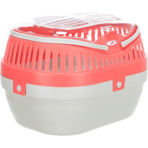 TRIXIE Transportbox "Mini-Capri" für Kleintiere, rot/weiß, mit Lüftungsschlitzen & Griff, ideal für sicheren Transport, ca. 125 Zeichen.