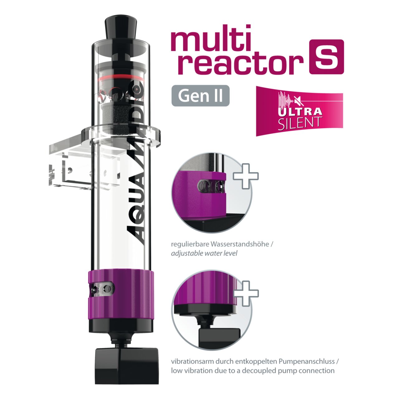 Aqua Medic Multi Reactor S Gen II: Zubehör für Aquarien, vibrationsarm, Ultra Silent, regulierbare Wasserhöhe, schlankes Design.