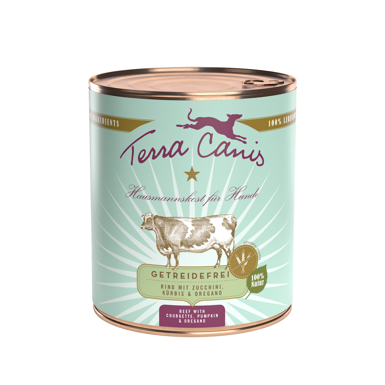 Sparpaket 6 x 800 g Terra Canis Getreidefrei Rind mit Zucchini, Kürbis und Oregano Hunde Nassfutter