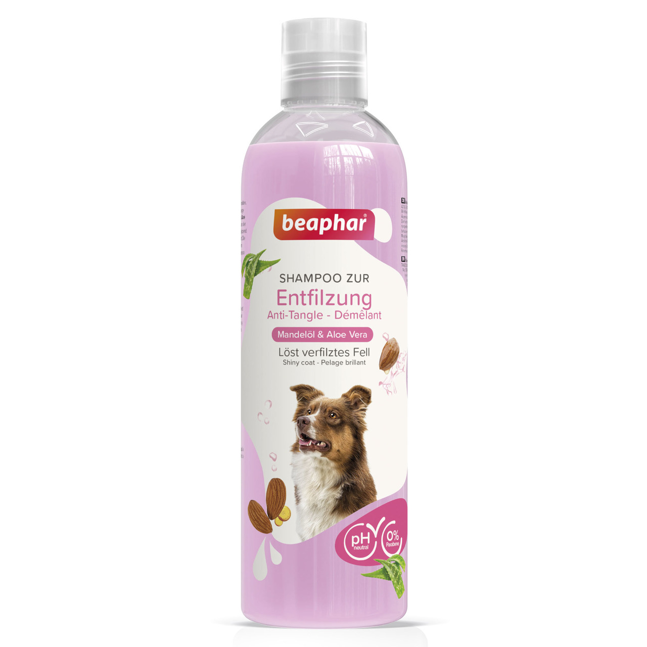 beaphar Entfilzungs-Shampoo f. Hunde, 250 ml, mit Mandelöl & Aloe Vera, löst Verfilzungen, sorgt f. glänzendes Fell, pH-neutral, parabenfrei