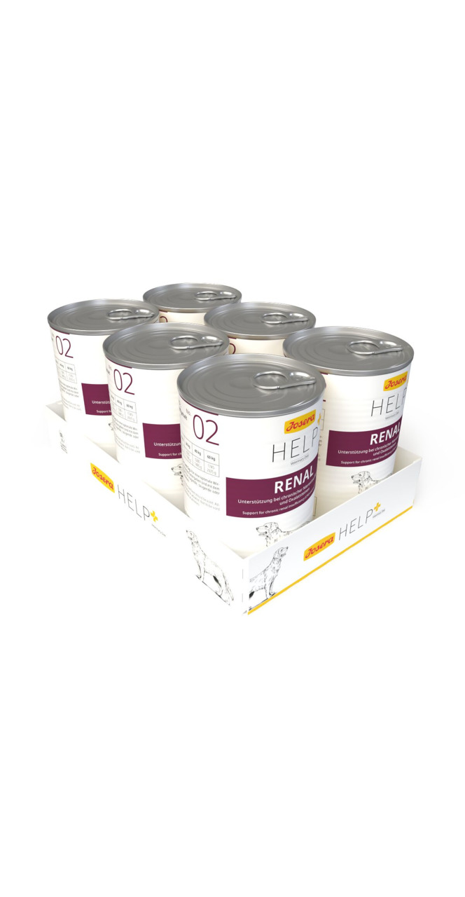 6 Dosen Josera Help Renal Hundefutter, 200 g-Dose, für ausgew. Hunde mit Nierenproblemen, unterstützt Nierenfunktion.
