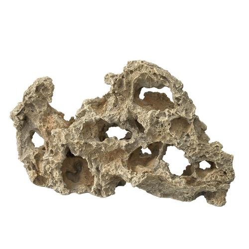 Ein dekorativer, naturgetreuer Lochstein von AQUA DELLA, ideal für Aquarien und Terrarien. Der Stein ist beige und weist zahlreiche Löcher und Vertiefungen auf, die Fischen und Reptilien Versteckmöglichkeiten bieten. Perfekt für Aquaristik-Enthusiasten, d