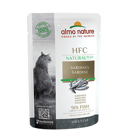 Sparpaket 6 x 55 g Almo Nature HFC Natural Plus Sardinen Katzen Nassfutter