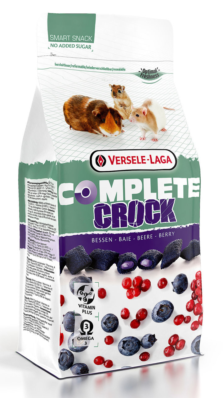 Versele-Laga Complete Crock Beere, Snack f. Kleintiere (Meerschweinchen, Hamster, Mäuse), 50 g, Beerenfüllung, zuckerfrei, Omega-3.