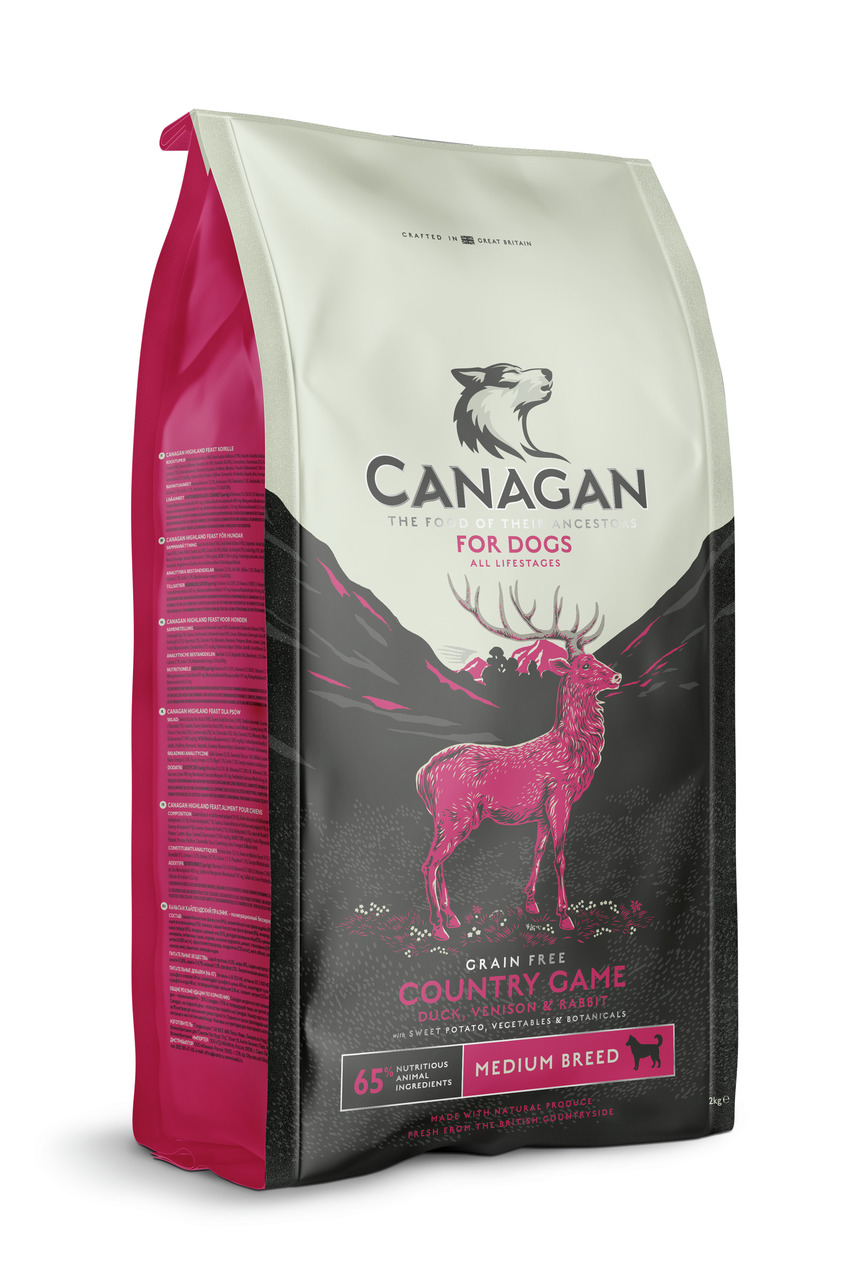 Canagan Country Game, 2 kg, für mittelgr. Hunde, getreidefrei, mit Ente, Wild, Kaninchen, Süßkartoffeln, Gemüse & Kräutern.