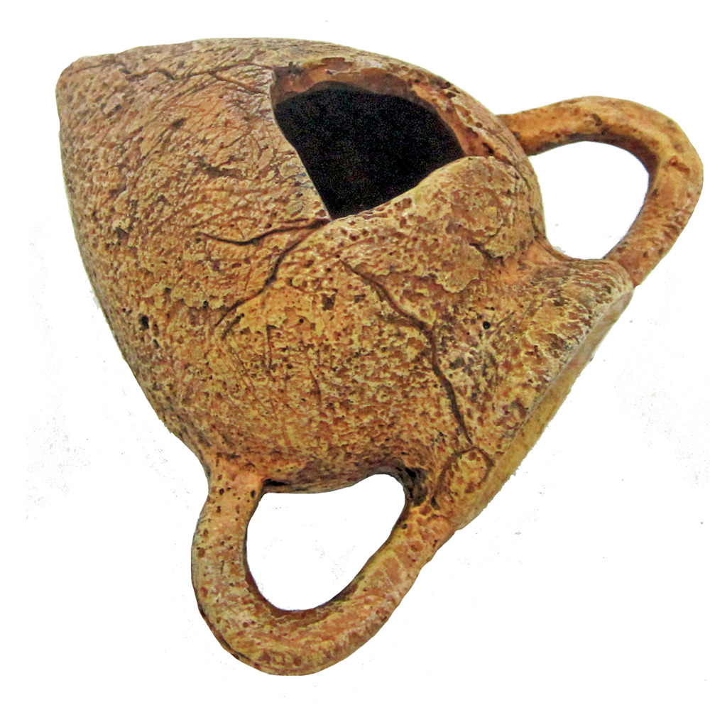 amtra Ancient Vase, dekoratives Aquarium-Accessoire für Aquarienbesitzer, antike Optik, bräunliche Textur, authentisches Design.