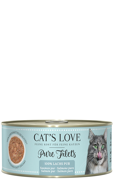 Sparpaket 6 x 100 g Cat's Love Pure Filets 100 % Lachs pur Katzen Nassfutter