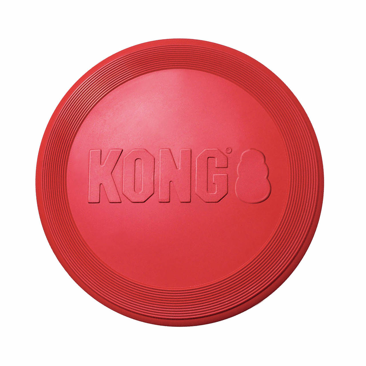 KONG Flyer, rotes Hundespielzeug aus haltbarem Gummi, für große Hunde, Apportierspiele, sanft fürs Maul, Menge: 1 Stk., USA.