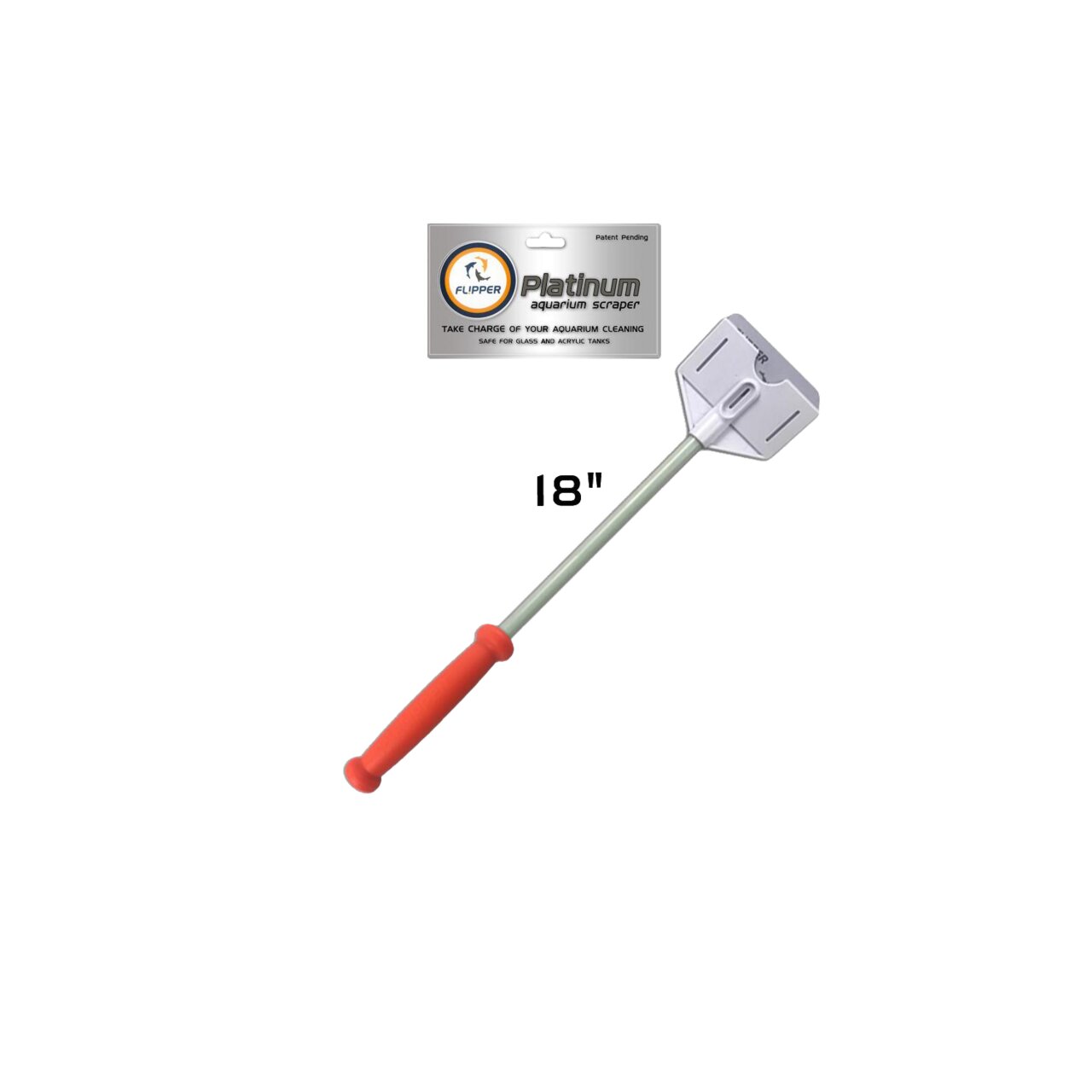 Flipper Platinum Aquarium Scraper mit ergonomischem Griff, ideal zur Reinigung von Aquarienglas und Acryl, Länge: 18 Zoll.