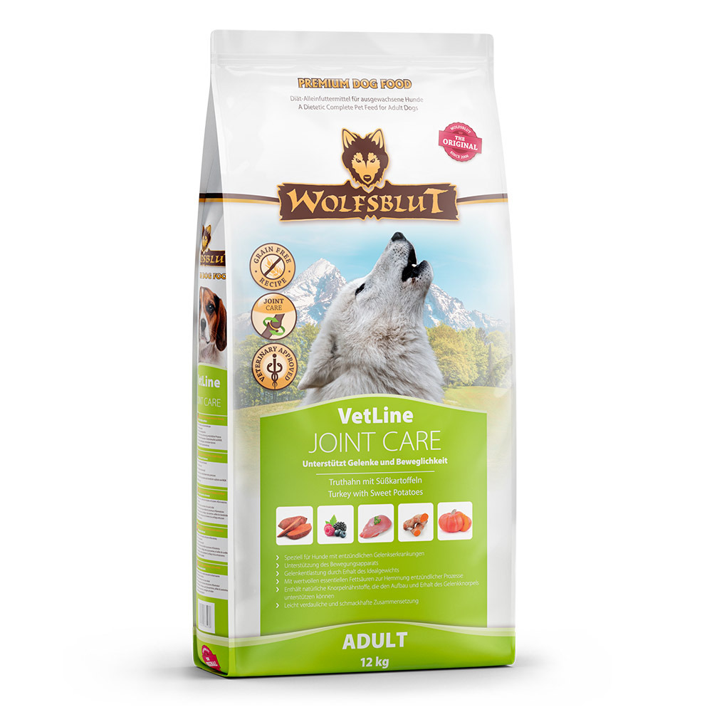 Wolfsblut VetLine Joint Care, 12 kg, Truthahn & Süßkartoffeln, für erw. Hunde, getreidefrei, unterstützt Gelenke & Beweglichkeit.