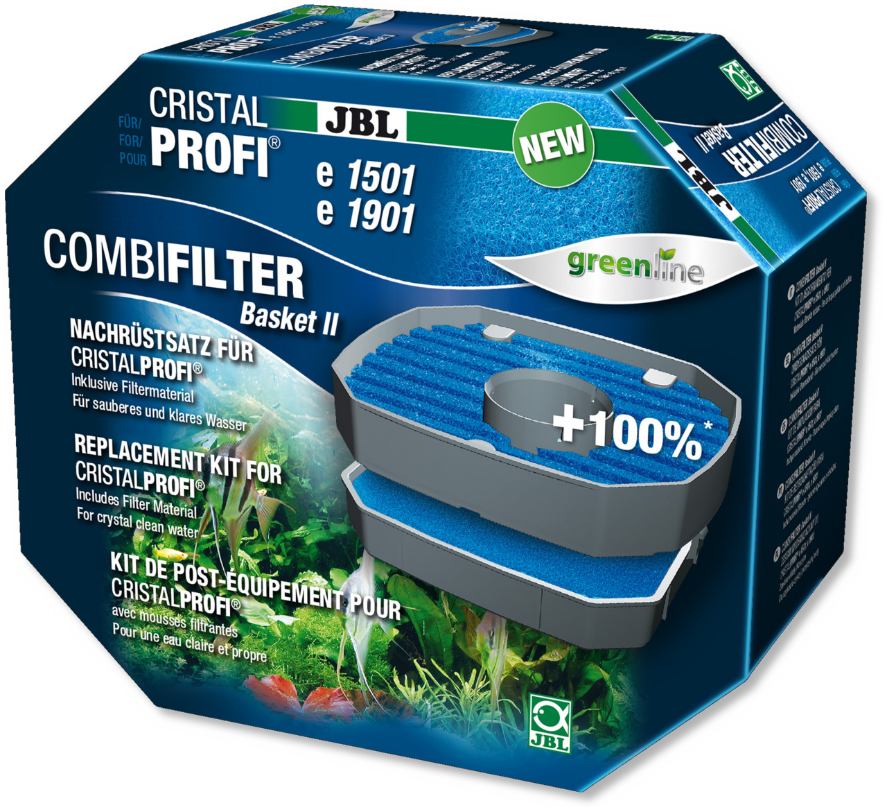 JBL CristalProfi CombiFilter Basket II: Nachrüstsatz f. e1501-e1901, f. Aquarien, +100 % Leistung, Filtermaterial f. klares Wasser.