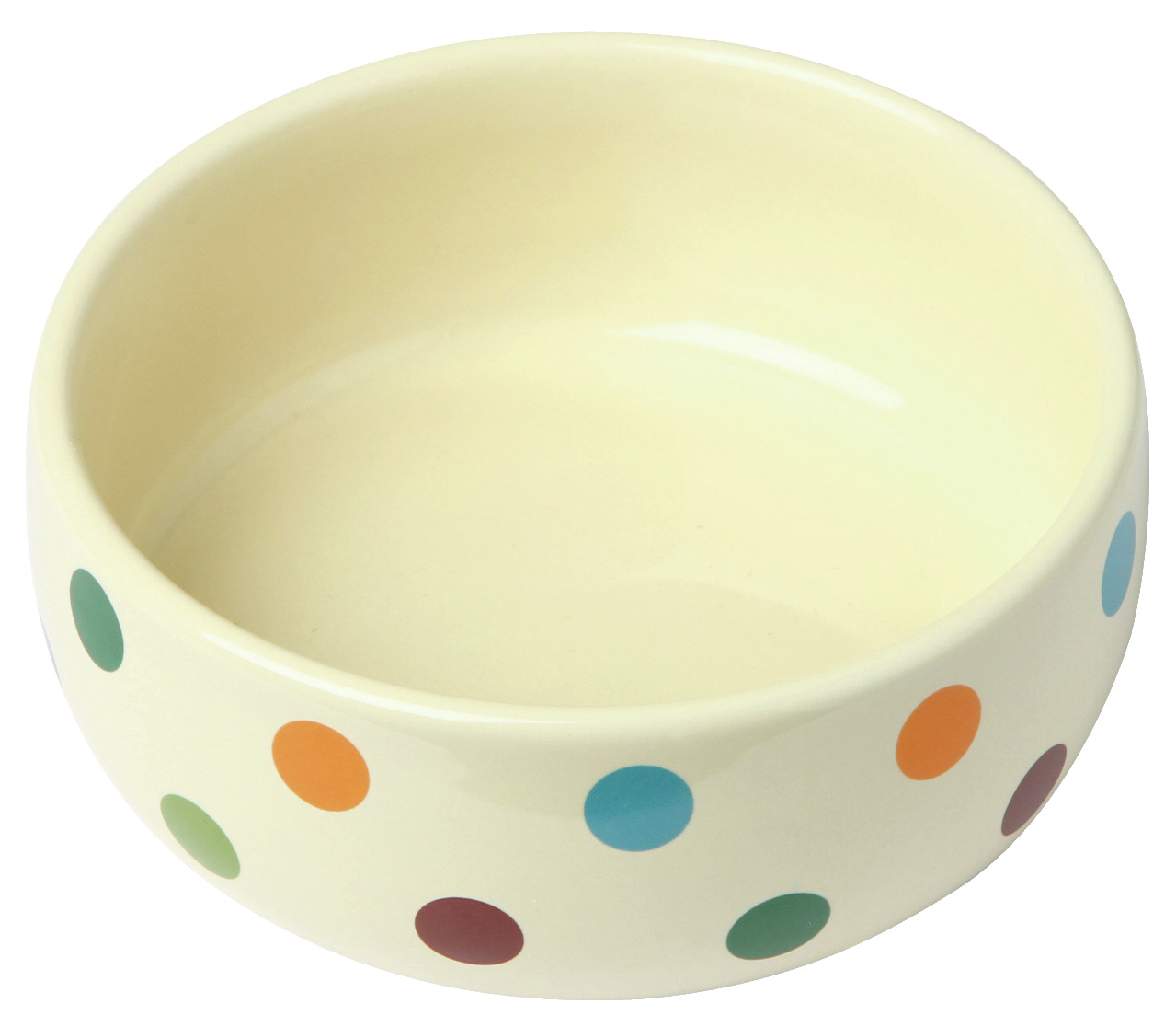 Kerbl Futternapf, Keramik, cremefarben mit bunten Punkten, für Hunde & Katzen, ideal für Futter-Wasser, robust & leicht zu reinigen.