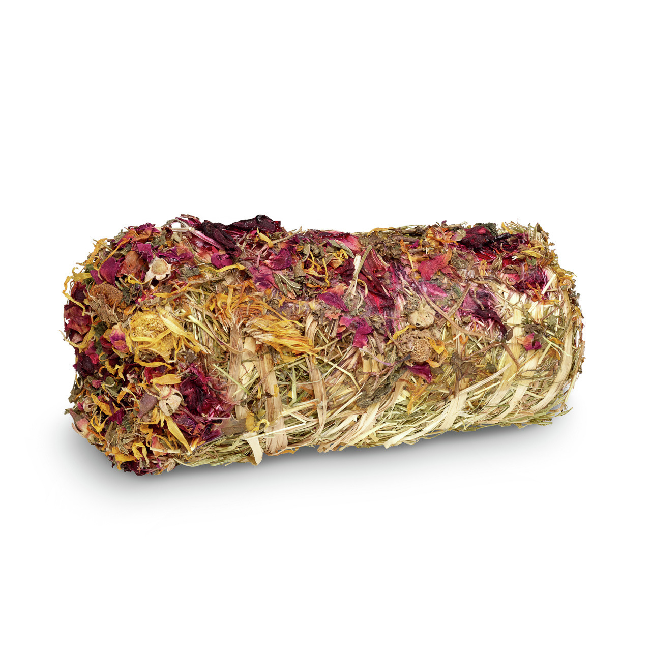 Lottis Freunde Blütenrolle für Kaninchen/Meerschweinchen: Heu, Blüten, Kräuter, fördert Zahnpflege & Ernährung, reich an Ballaststoffen.