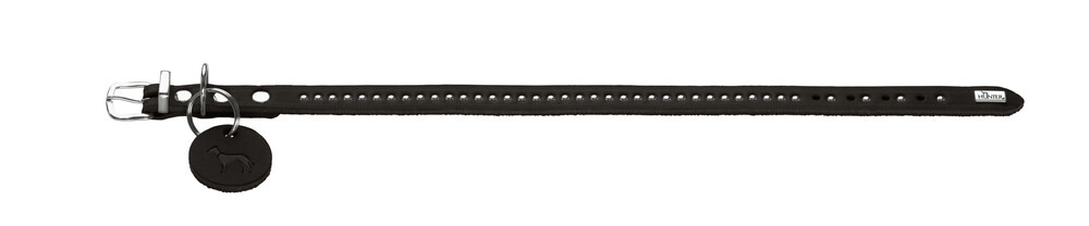 HUNTER Hundehalsband, Leder, silberne Nieten, Metallschnalle, für alle Hunde, inkl. Hundemotiv-Anhänger, stilvoll & langlebig.