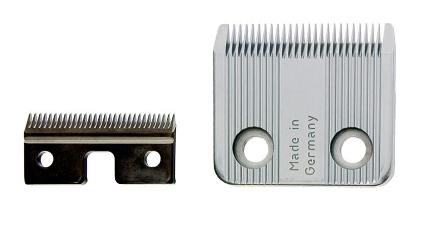 2 Ersatz-Schneidsätze Moser, für Tierhaarschneidemaschinen, Edelstahl, präzises Trimmen-Schnitt, klein+groß, Gravur „Made in Germany“.